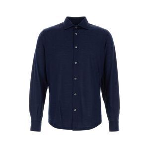 Fedeli Men Navy Blue Wool Shirt